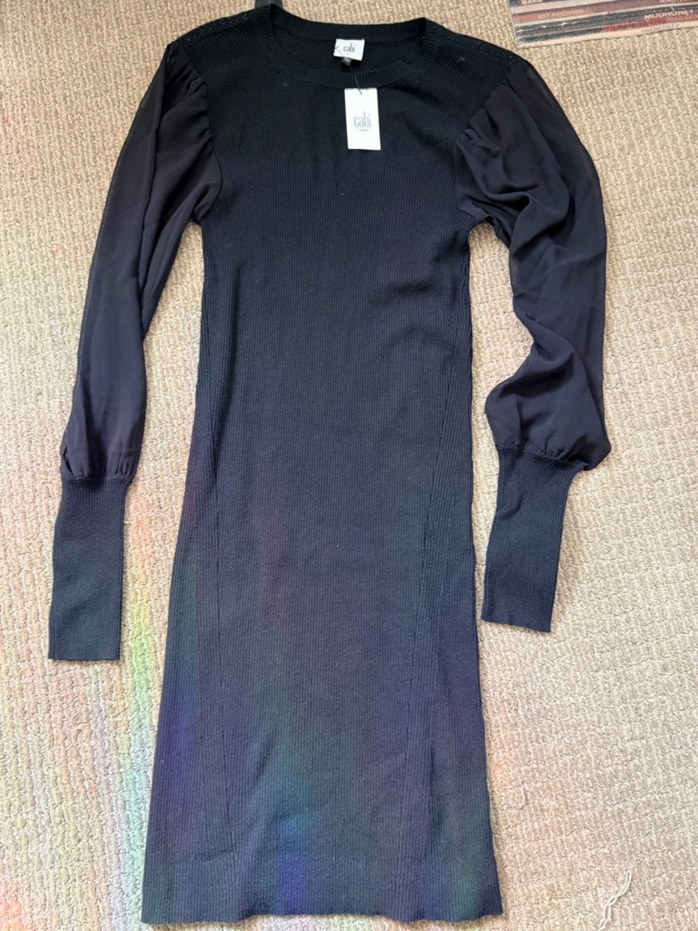CAbi Black Duet Knit Dress large